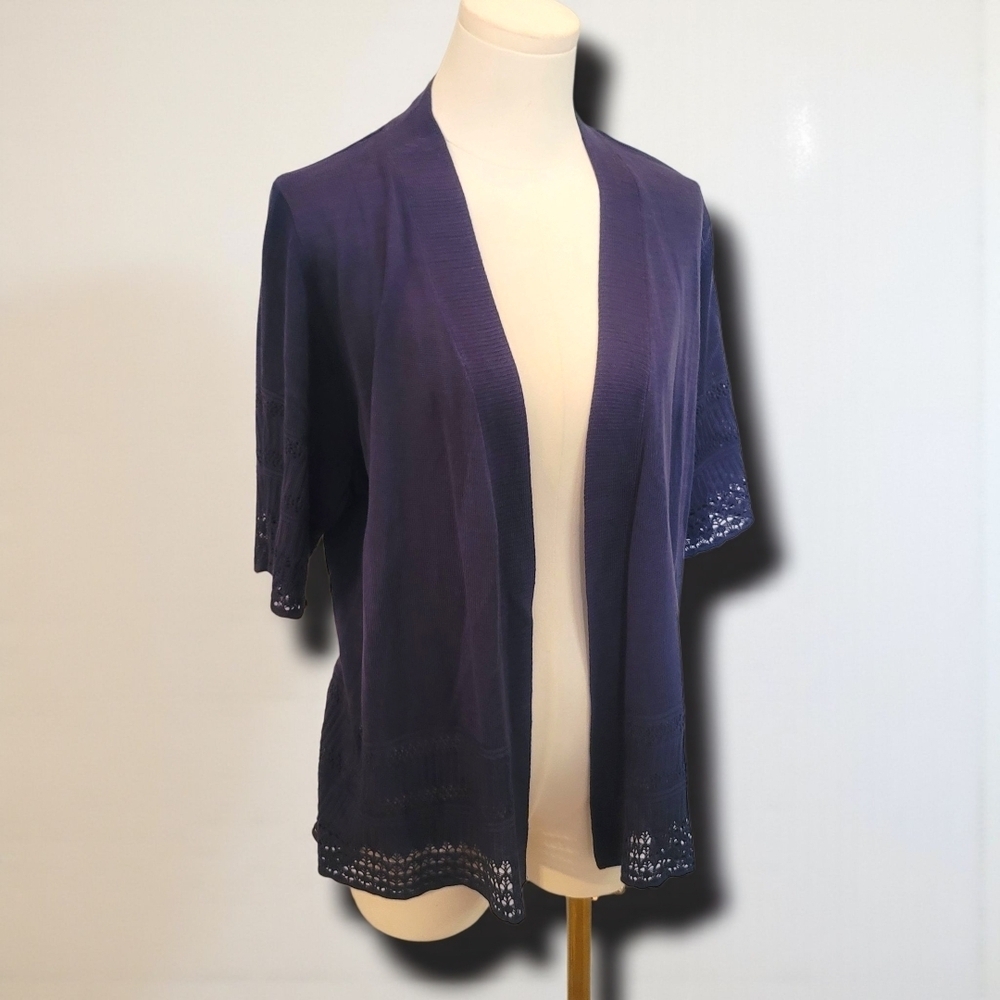 FADED GLORY - 2X Dark Blue Short Sleeve Cardigan